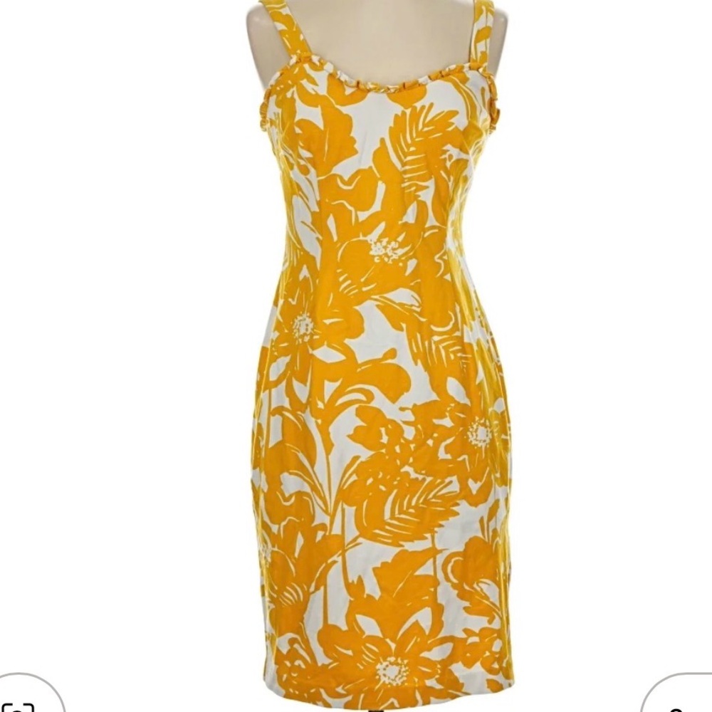 Trina by Trina Turk Yellow and White Floral Dress 14
